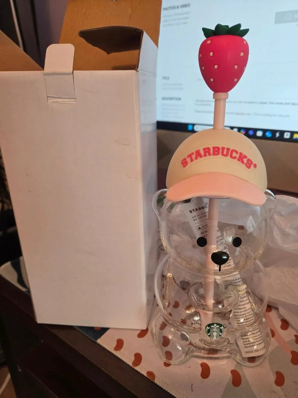 RARE  Limited Edition NWT & Box Strawberry Starbucks 2026 Bearista Glass Bear